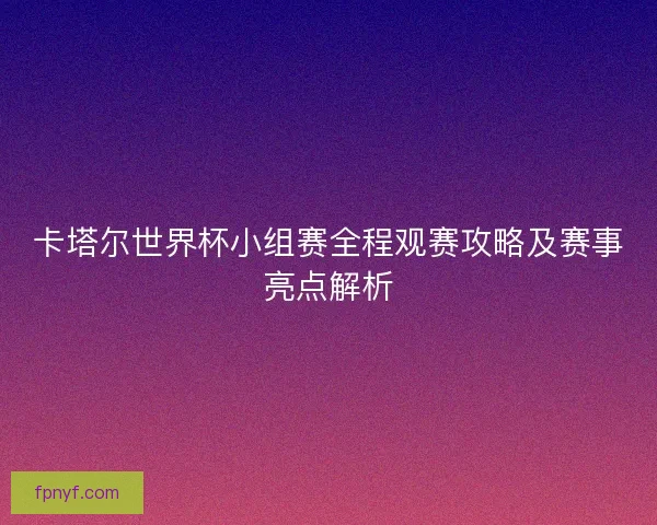 卡塔尔世界杯小组赛全程观赛攻略及赛事亮点解析 卡塔尔世界杯小组赛全程观赛攻略及赛事亮点解析