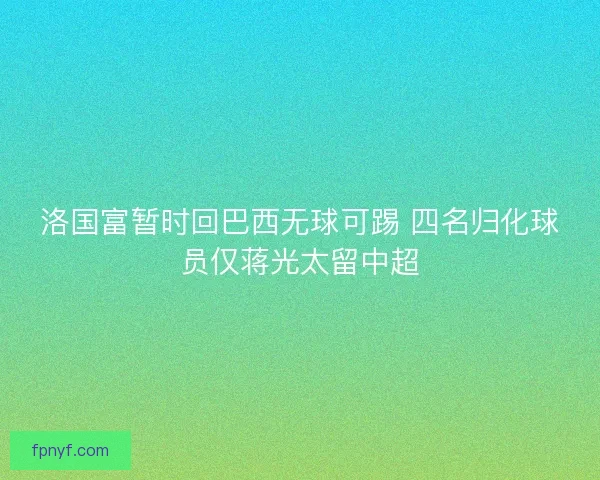 洛国富暂时回巴西无球可踢 四名归化球员仅蒋光太留中超