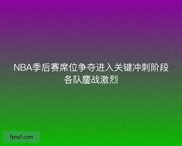 NBA季后赛席位争夺进入关键冲刺阶段各队鏖战激烈 NBA季后赛席位争夺进入关键冲刺阶段各队鏖战激烈