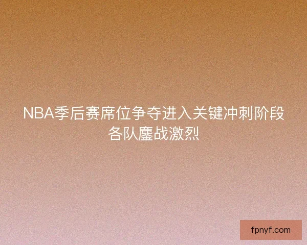 NBA季后赛席位争夺进入关键冲刺阶段各队鏖战激烈 NBA季后赛席位争夺进入关键冲刺阶段各队鏖战激烈